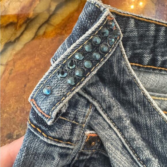 Vintage Y2K Bebe Kayla Boot Cut Jeans Rhinestone Logo on Seat Size 28 Modified - Picture 12 of 15
